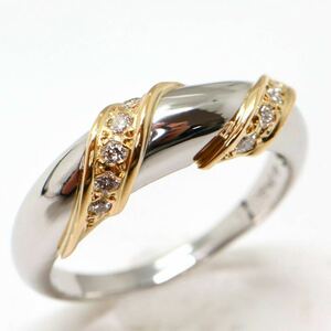 MIKIMOTO(ミキモト)《K18/Pt950 天然ダイヤモンドリング》U 約5.8g 約15号 diamond 指輪 jewelry ring ジュエリー EC5/ED1