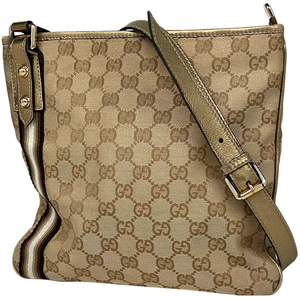 グッチ GUCCI GG柄 ショルダーバッグ 肩掛け 斜め掛け シェリーライン GGキャンバス ベージュ ゴールド 144388 213317 レディース 【中古】