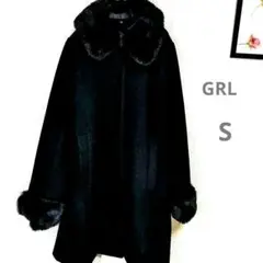 【美品】グレイル GRL 黒 フェイクファーコート 襟付き