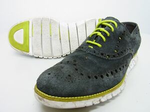 中古品★COLE HAAN コール ハーン★シューズ★ZEROGRAND WING OXFORD ゼログランド ウィング オックスフォード★27cm【本物保証】グレー灰