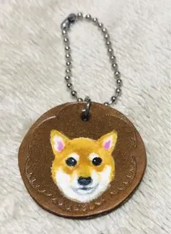 ハンドメイド　作家様　ペイント 犬　柴犬　① キーチェーン