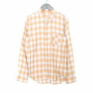 RON HERMAN 19SS CHECK SHIRT Mサイズ オレンジ 2920700059 ロンハーマン レーヨン オンブレチェック 長袖シャツ