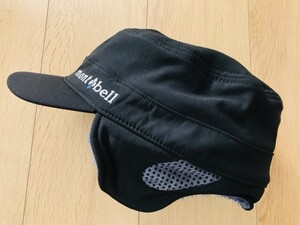 【美品】mont-bell モンベル＊裏地付き＊耳当て付きキャップ＊黒＊L