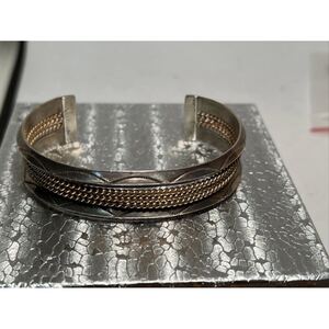 超希少!VTG NAVAJO 1970’s SILVER&GOLD FILLED WIRE CUFF BANGLE TAHEビンテージナバホシルバーゴールドフィルドツイストバングル刻印