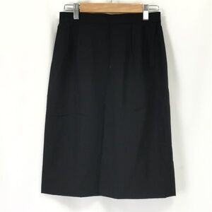 日本製★ウール/裏地キュプラ/春夏/膝丈タイトスカート【XS程度/黒/black】スーツ/オフィス/Skirts◆BH636-e