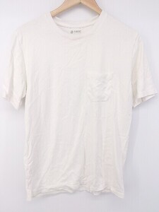 ◇ nano universe 無地 シンプル 胸ポケット付き 半袖 Tシャツ カットソー サイズ L オフホワイト メンズ E