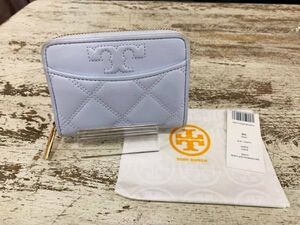 ★TORYBURCH/トリーバーチ SAVANNAHZIPCOINCASE サバンナ キルティング キーリング付き コインケース ブルー USED ★