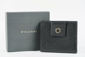 【新品同様・未使用】ブルガリ BVLGARI 二つ折り財布 ブランドウォレット ブラック レザー【OY52】