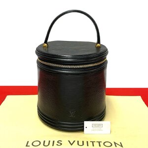 極 美品 LOUIS VUITTON ルイヴィトン ヴィンテージ カンヌ エピ レザー 本革 ハンドバッグ バニティバッグ トートバッグ ブラック 473-1