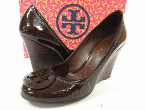 【トリーバーチ Tory Burch】 SOPHIE-PATENTO ハイヒール ウェッジソール パンプス 婦人靴 (レディース) size23.5相当 濃茶 □30LZ4727□