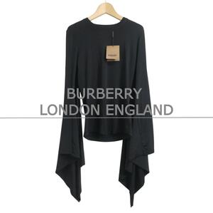 新品同様 BURBERRY LONDON ENGLAND バーバリーロンドンイングランド S スクエア フレアスリーブ 長袖 カットソー トップス 黒 ブラック