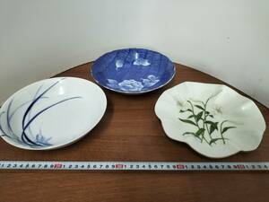 コレクション　昭和　レトロ　アンティーク　中皿　料理皿　陶器　絵皿　キッチン　3枚　まとめて