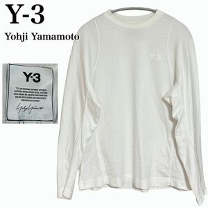 状態良 Y-3 Yohji Yamamoto ワンポイントロゴ ロンT 長袖 シャツ カットソー ヨウジヤマモト メンズ レディース