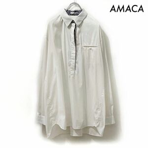 【送料無料】AMACA アマカ★長袖シャツ リバティ花柄 チュニック丈 ホワイト 白