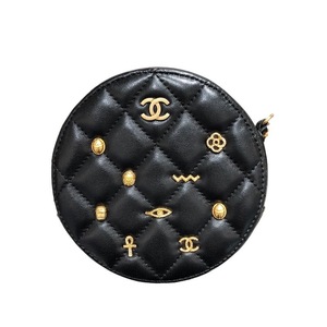 シャネル CHANEL サークルチェーンショルダー A33818 ブラック マットゴールド金具 ラムスキン ショルダーバッグ レディース 中古