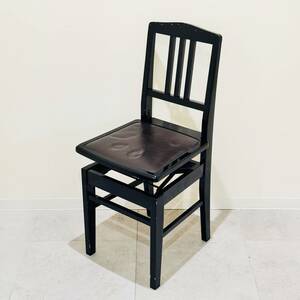 甲MJ17752　クリーニング済　動作確認済　カワイ　KAWAI　トムソン椅子　ピアノ椅子　高さ調整可能（42cm~55cm）　背もたれ付　黒色