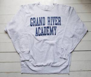 90s Champion チャンピオン GRAND RIVER ACADEMY リバースウィーブ 刺繍タグ XXL 杢グレー USA製 ビンテージ