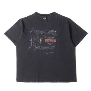 HARLEY-DAVIDSON Tシャツ サイズ:2XL 00s HOLOUBEK イーグル グラフィック Tシャツ USA製 / サンダー ライトニング ブラック