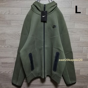 L size 新品 NIKE Tech Fleece ナイキ テック フリース ウインドランナー メンズ ウェア フルジップ フーディ パーカー 未使用 オリーブ