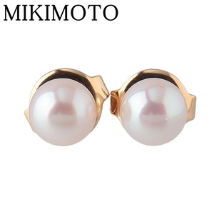 ミキモト パール ピアス アコヤパール5.3mm K18YG 新品仕上げ済 MIKIMOTO【19970】