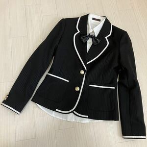 Priori フォーマルスーツ　女の子　サイズ150 ジャケット　ブラウス　リボン　3点セット　卒服　卒業式　入学式　通学　黒