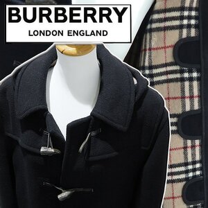 DKG★ 美品 BURBERRY LONDON バーバリー メンズ ウール ダッフルコート 裏地チェック柄 ノバチェック バーバリーチェック ダッフル コート