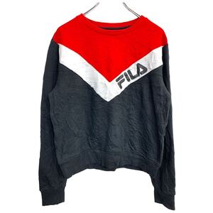 FILA プリントスウェット Lサイズ フィラ レディース ブラック レッド ホワイト 古着卸 アメリカ仕入 t2406-3108