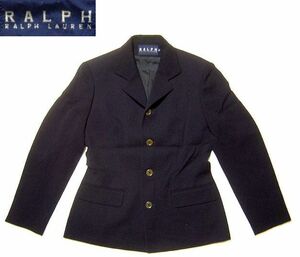 USED◆RALPH LAURENラルフローレン／毛ウール100%ジャケット11号紺／ベーシック