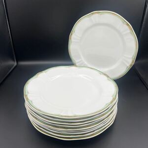 HK240617 C-38 Noritake ノリタケ 4494 BONECHAINA ボーンチャイナ 金彩 ディナープレート 大皿 洋食器 直径約27cm 10枚 まとめ 現状品