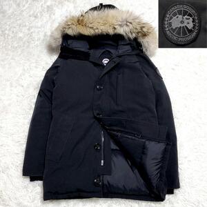 美品 S カナダグース ジャスパー ブラックレーベル ダウン 黒 コヨーテ ファー フード CANADA GOOSE JASPER PARKA BLACK LABEL ブラック