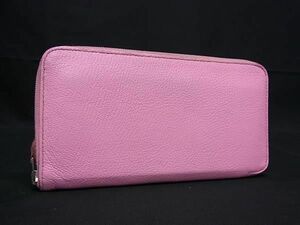 1円 ■美品■ HERMES エルメス アザップロング シェーブル シルバー金具 ラウンドファスナー 長財布 ウォレット □N刻印 ピンク系 AX7082