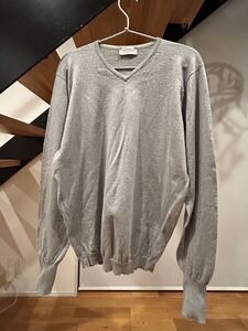 ジョンスメドレー シーアイランドコットン 24G John Smedley Hughes M SILVER ニット 浅V