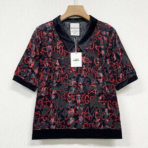 個性ヨーロッパ製※定価2万◆ブルガリア発※RISELIN 半袖Tシャツ 薄手 通気 艶 総柄 透け感 トップス レトロ カジュアル レディース 2XL