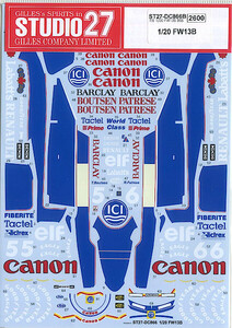 スタジオ27(STUDIO27) DC866B 1/20 FW13B 1990 デカール