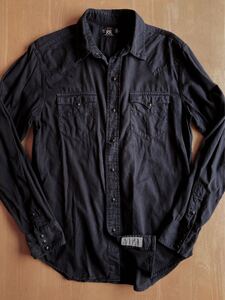 RRL ブラックダイウエスタンシャツ S コンチョボタン メダリオンステッチ ラルフローレンビンテージ