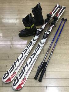 ☆★☆2025セール！エキスパート向きスキー４点セット　N399　FISCHER PROGRESSOR+9 165cm /靴 FISCHER RC4 130　25.0-25.5cm/ POLE 115cm