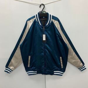 新品 Lサイズ 男女兼用 KONGOW 無地 スカジャン フルジップブルゾン トラックジャケット メンズ レディース ブルーグリーン osw8500