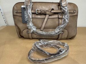 1円スタート GUESS ゲス バッグ カバン ハンドバッグ トートバッグ ショルダーバッグ ミニボストン レザー ブラウン系 メンズ レディース