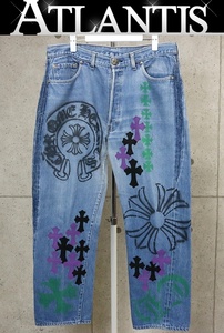 CHROME HEARTS 銀座店 クロムハーツ 美品 リーバイス501 ステンシル クロスパッチ デニム パンツ メンズ size:33ブルー系 96558