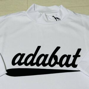 新品★アダバット ゴルフ adabat golf フロントロゴ 吸汗速乾 長袖モックネックシャツ/ホワイト/サイズL/送料185円