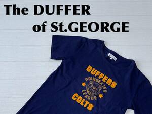 ☆送料無料☆ The DUFFER of St.GEORGE ダファー 古着 半袖 ロゴ Tシャツ メンズ M ネイビー トップス 中古 即決