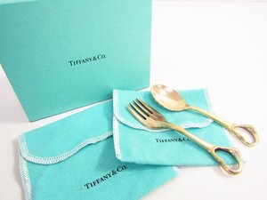 TIFFANY&CO. ティファニー オープンハート ベビースプーンフォーク セット BOX付き★AC25326