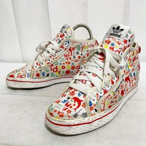 和336★ adidas originals adiHONEY UP アディダスオリジナルス アディハニー スニーカー 総柄 シューズ 22.5 ホワイト レディース