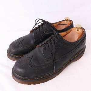 ドクターマーチン UK9/27.5cm-28.0cm/ウイングチップ 黒 ブラック メンズ ブーツ dr.martens 中古 古着 レザー dm3579