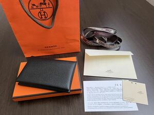 HERMES エルメス カルヴィ カードケース 黒 ブラック 24年 ノワール エプソン W 革小物 レザー 名刺入れ サイフ コインケース ガルヴィ 89