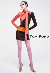 2017.18 AW.国内極美品■Tom ford/トム・フォード ワンピース/ドレス シルク・ドッキングｘリボン’ランウェイ着用 タイ・パーティ