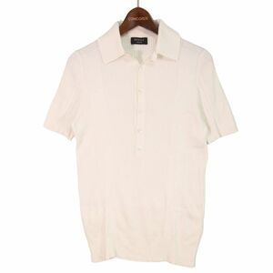 イタリア製★ EPOCA UOMO エポカ ウォモ 春夏 半袖 リブニット ポロシャツ Sz.M　メンズ 白　E4T01098_5#A