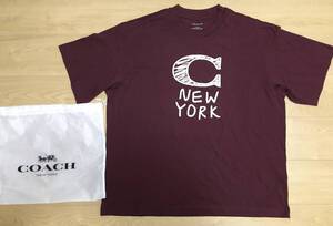 【新品未使用】COACH 半袖 Tシャツ Lサイズ　ワインレッド コーチ 保存袋 ユニセックス