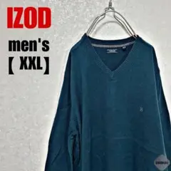 c53【IZOD】ワンポイント　ロゴニット【メンズXXL】グリーン