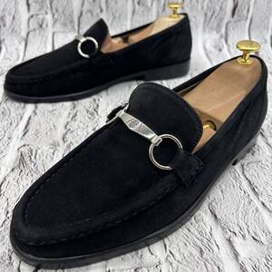 【美品】Lorenzo Banfi ロレンツォバンフィ ビットローファー スエード 本革 ブラック 7.5 イタリア製 25.5㎝相当 革靴 ドレスシューズ